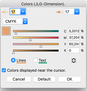 CMYK color dialog